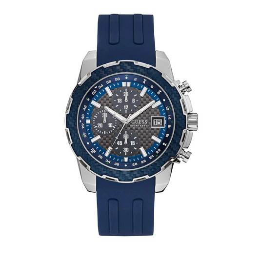 Guess Men's Chronograph Quartz Blue Silicone Strap Analog W1047G2 Watch