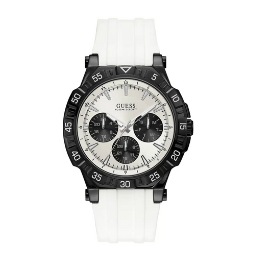 Original Guess Rubber men's casual watch, white color, model W0966G3