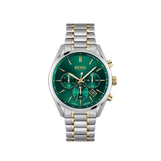 Hugo Boss 1513878 Analog Casual Watch For Men, 44 mm, Stainless Steel Band - Silver Green